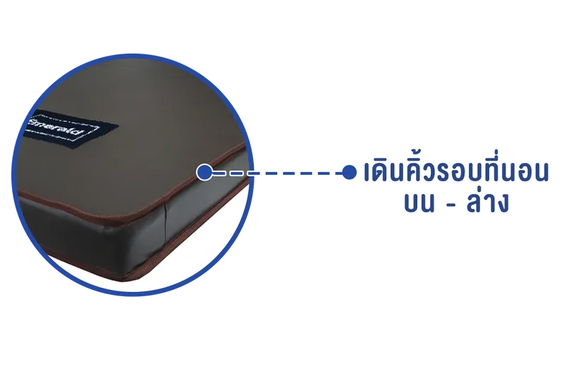 ที่นอนหอพักหุ้มหนัง รุ่น Emerald 8″-เดินคิ้วรอบที่นอน